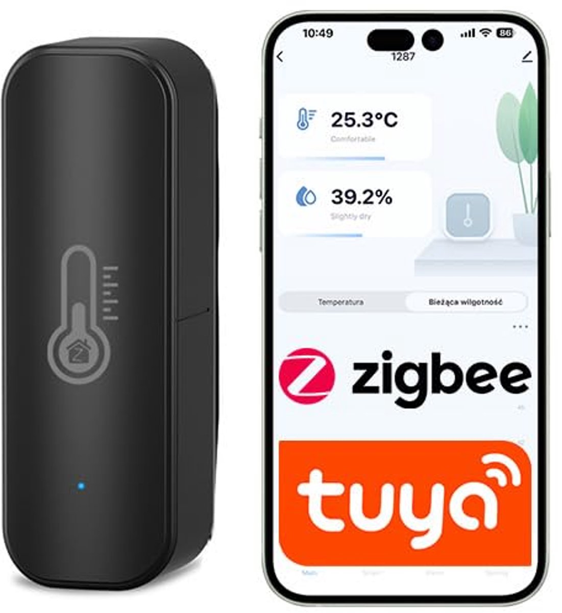 Temperatuur- en vochtigheidssensor - 72 x 25 x 20 mm - ZigBee - Handige monitoring - m-winkel