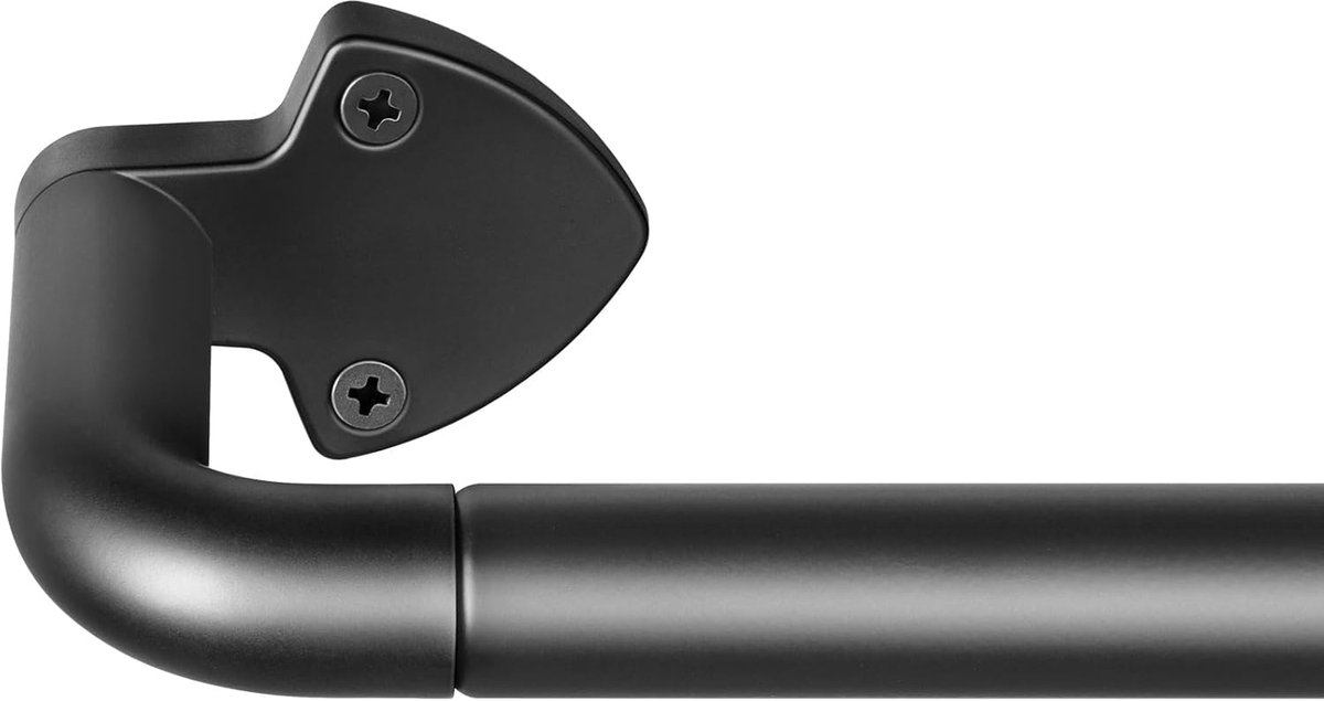 SnelShoppen - DEFYNEE Telescopische Gordijnroede 81-218 cm, Verstelbaar, Wand- en Plafondmontage, Ø 25 mm, Zwart, Voor Woonkamer, Slaapkamer en Terras