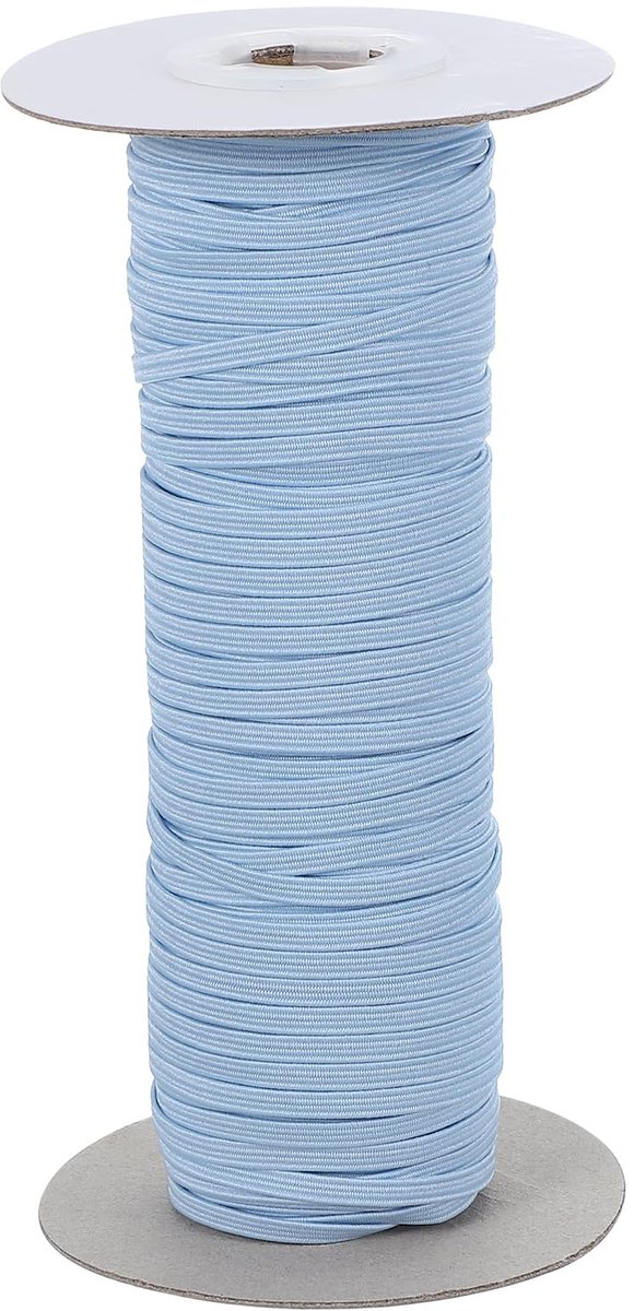 Elastische banden, 3 mm x 45 meter, polyester plat elastisch koord, stretchband voor naaien, knutselen, doe-het-zelf, hemelsblauw