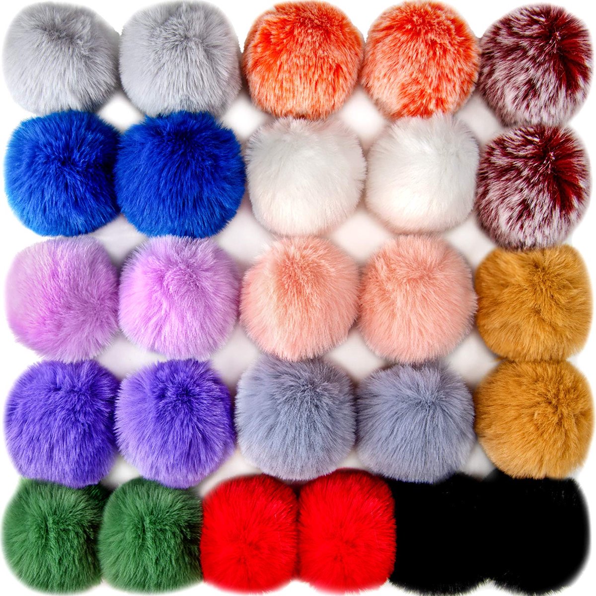 Pompons om te knutselen van imitatiebont Pom met elastische gesp, voor accessoires voor handschoenentas, sjaal, sleutelhanger (13 kleuren)