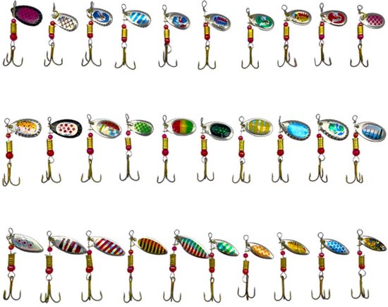 30 kunstaasjes met spinner voor roofvissen - forel, snoek, baars — afbeelding 5