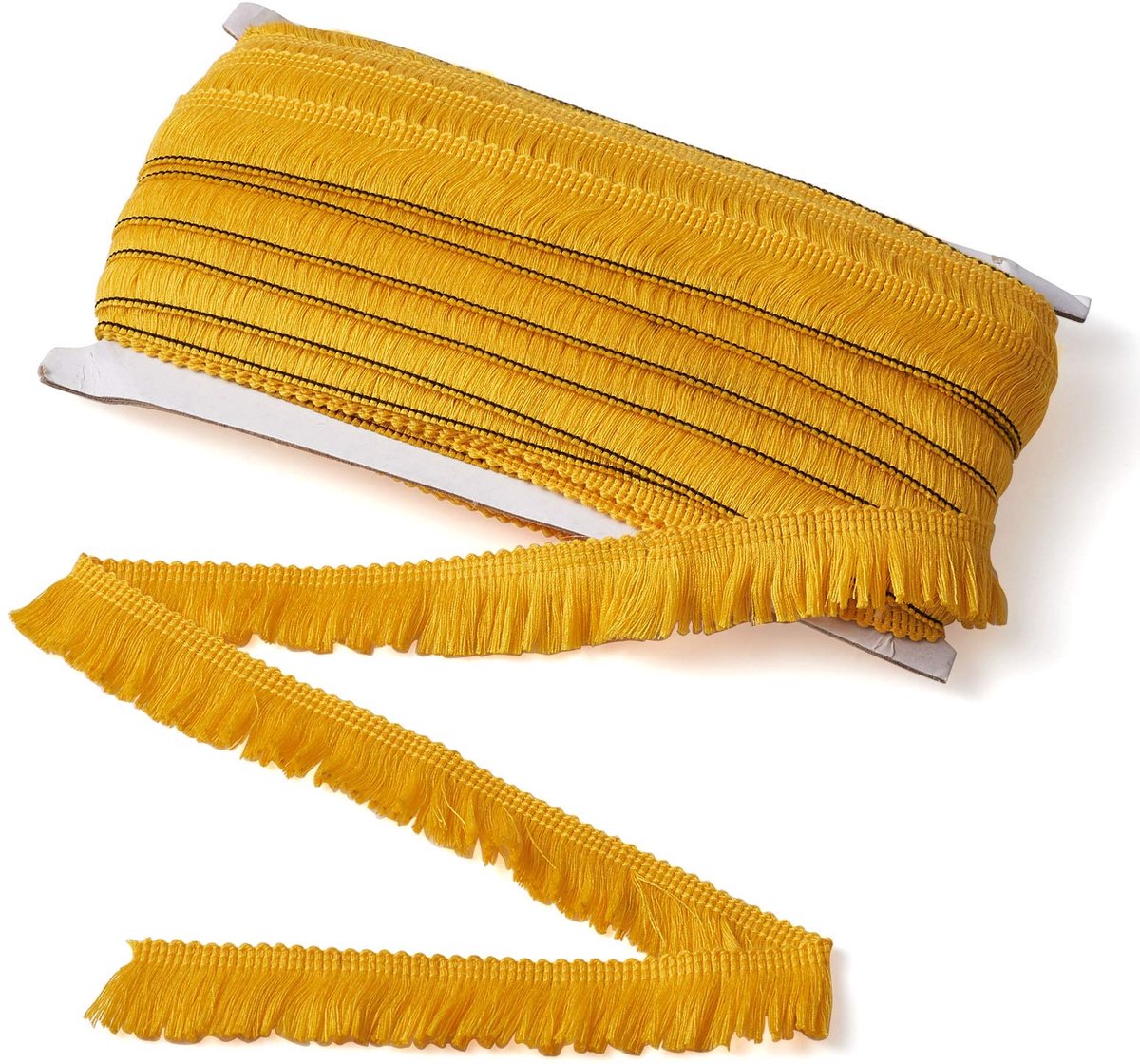 gouden kwastjesbies, franjebies, 25 mm x 25 m, vezelkanten, franjes, geborduurd band voor het naaien, voor bruiloften, Latijnse jurken, podiumkleding, decoratie