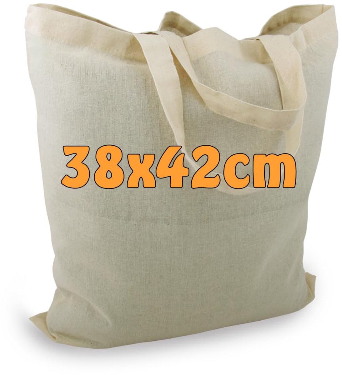 Katoenen tas jute tas onbedrukt met twee korte hengsels 38x42cm Öko-Tex 100 standaard gecertificeerd