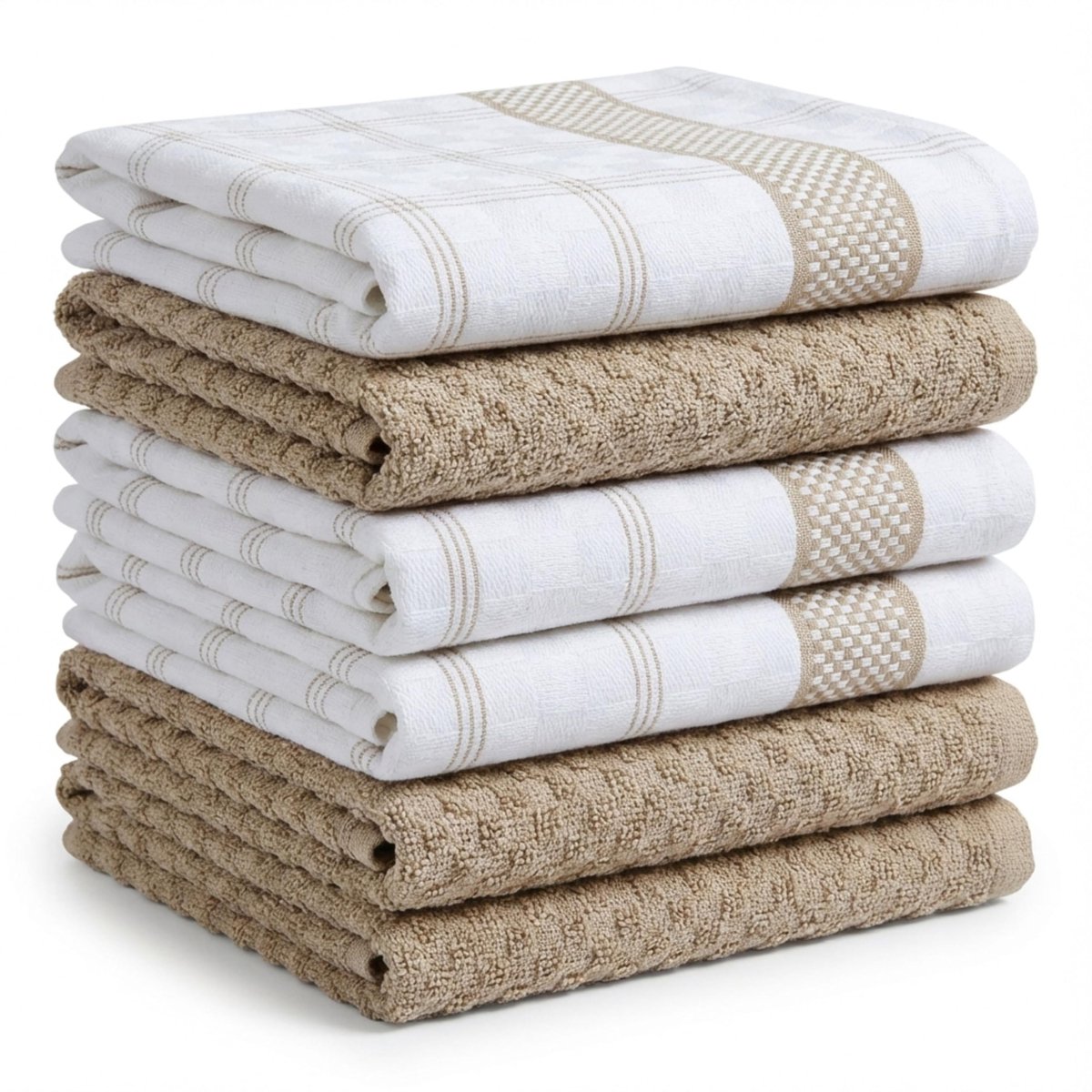 Keukendoeken, 6 stuks, microvezel en badstof, absorberende theedoeken, reinigingsdoeken, rood/beige