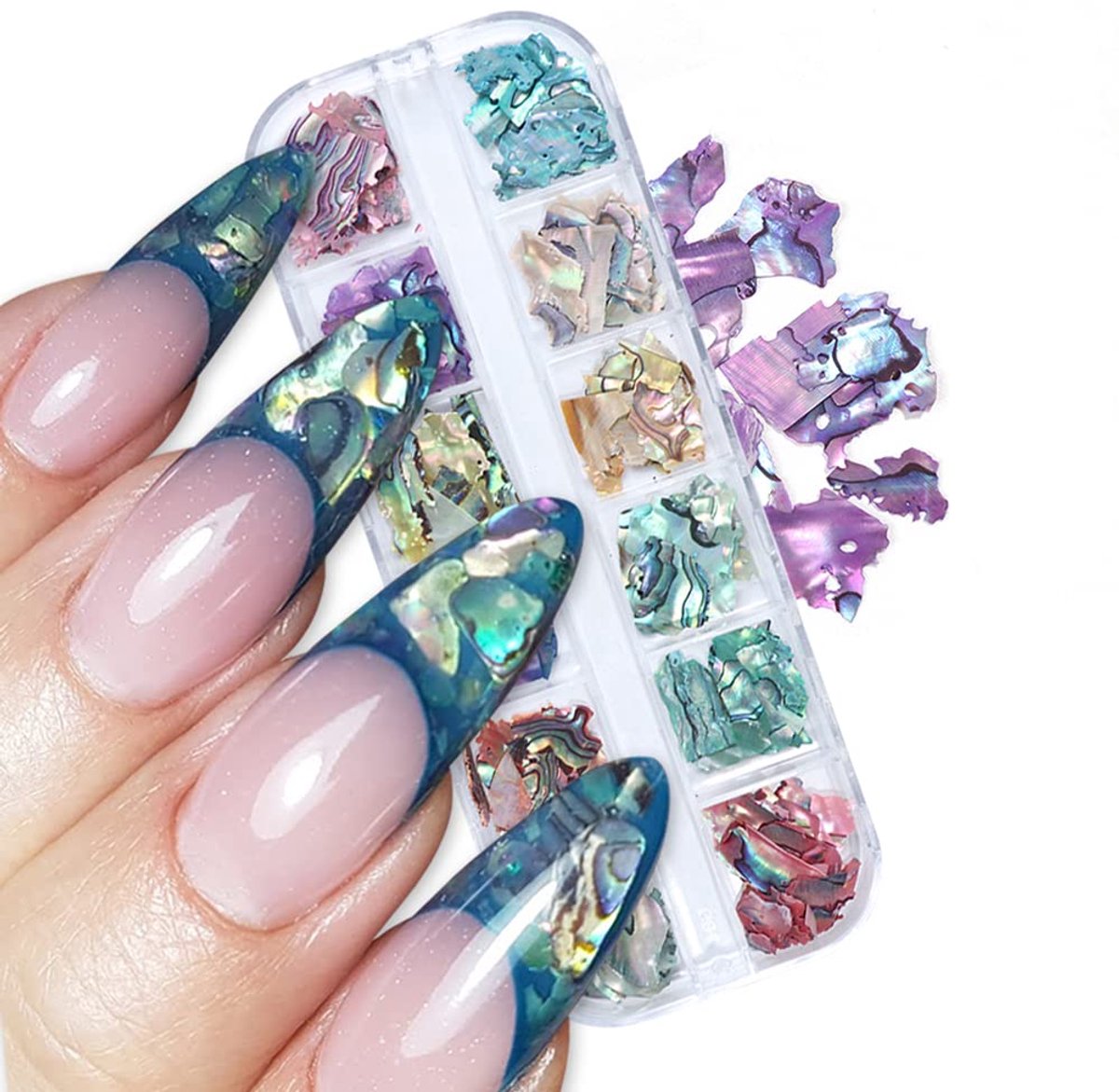 Abalone Zeeschelp Vlokken voor Nail Art - Kleurrijke Pailletten, Glitter, Onregelmatige Schijven voor Manicure en Doe-Het-Zelf Accessoires