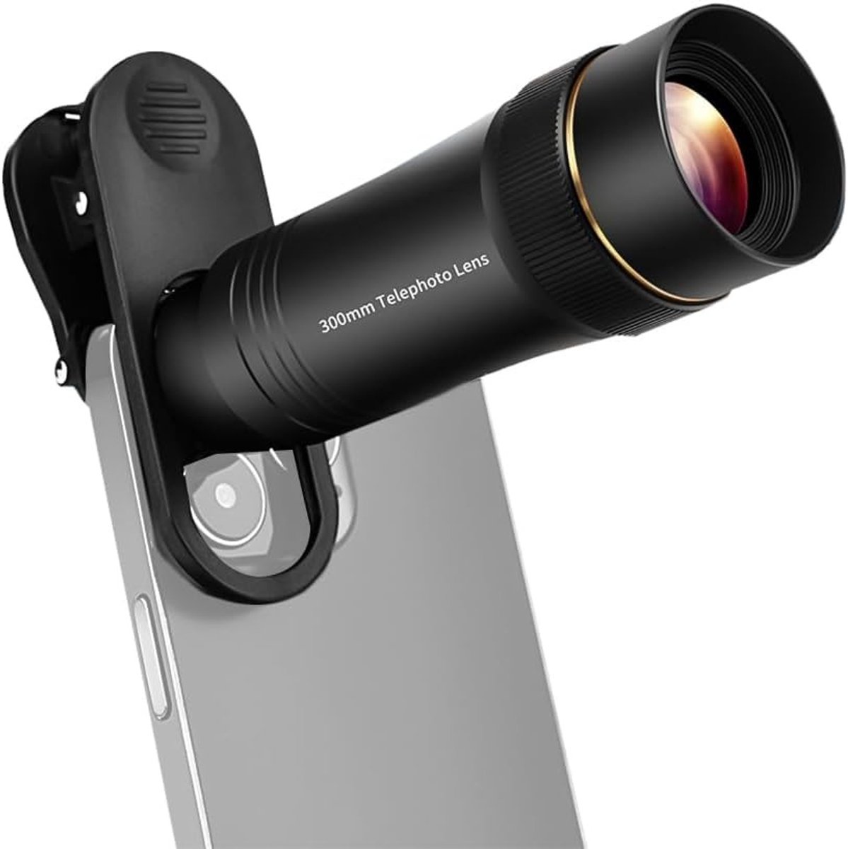 Telephoto Lens 300mm voor Smartphones met 10X Zoom, Universele Lensclip, Schoonmaakdoek en Opbergtas voor Natuurobservatie, Sportevenementen en Concerten