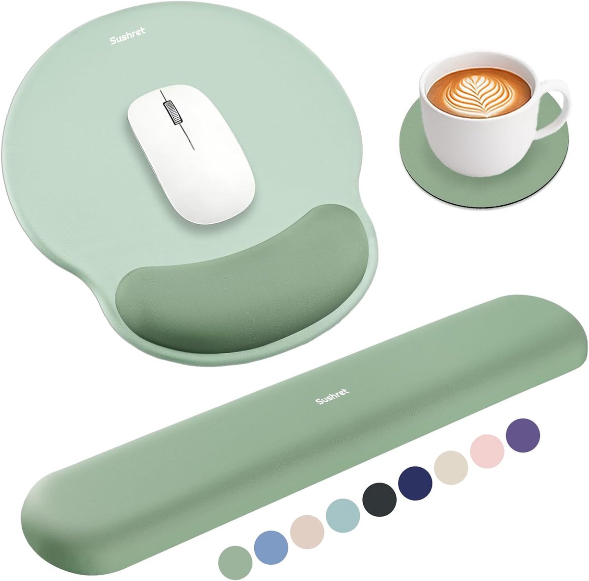 SnelShoppen - Ergonomische Muismat & Toetsenbord Polssteun - 3-in-1 Gel Traagschuim Polssteun met Armsteun - Gaming Muismat - Bureau Accessoires - Gro