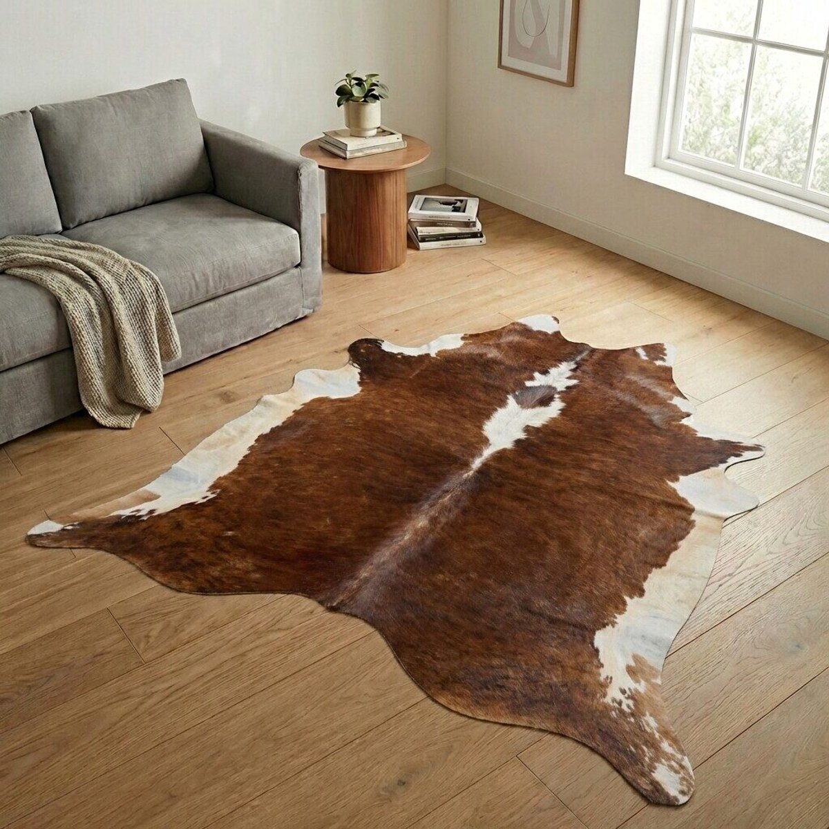 Koeienhuid Vloerkleed XXL (Extra Groot) - Bruin-wit - 260 x 228 cm - Koeienkleed / Koeienvel / Dierenvel / Dierenhuid / Koehuid Tapijt