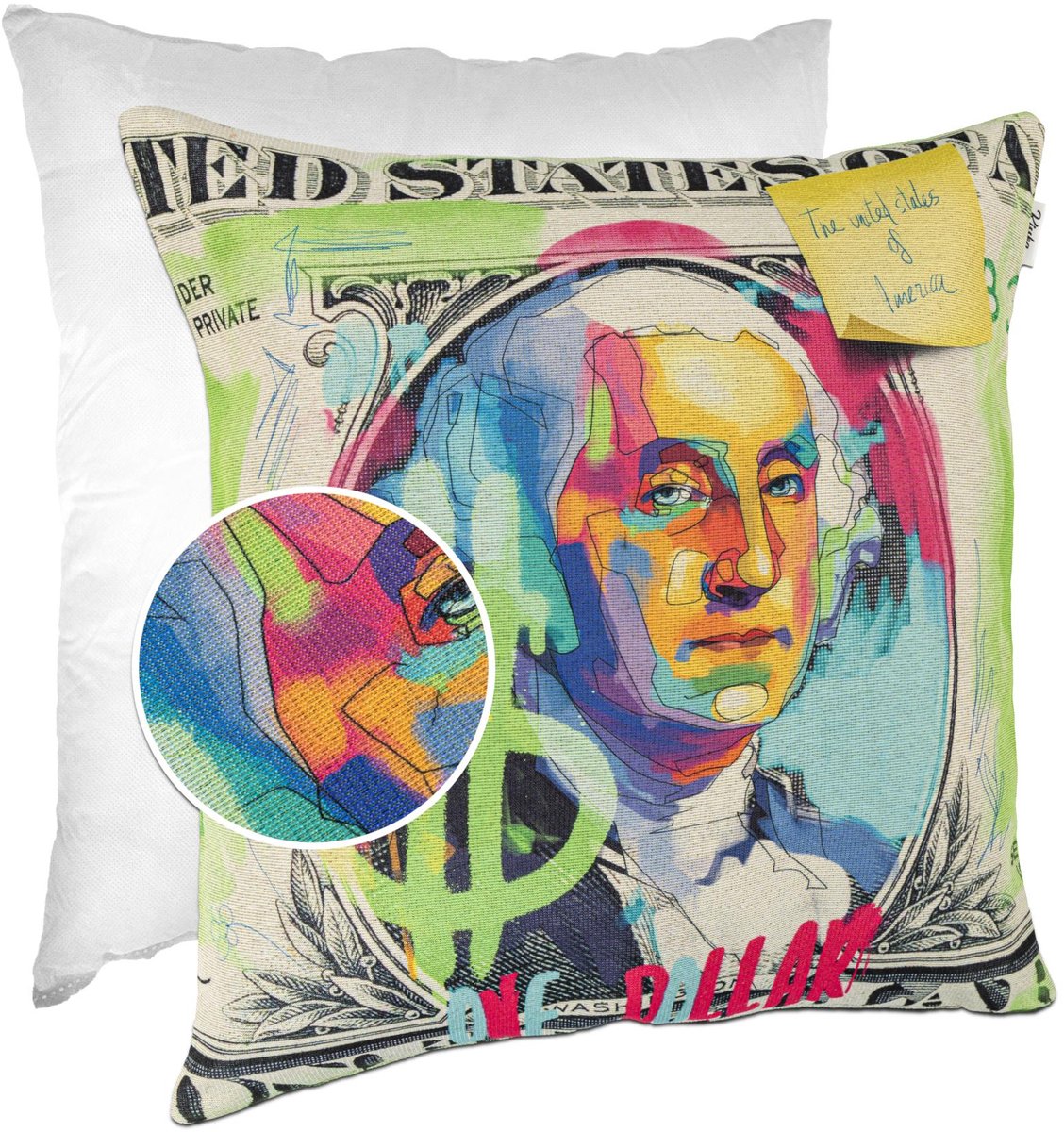 ANRO Dollar Sierkussen 40x40 cm - Gobelin - Inclusief vulling Multicolor