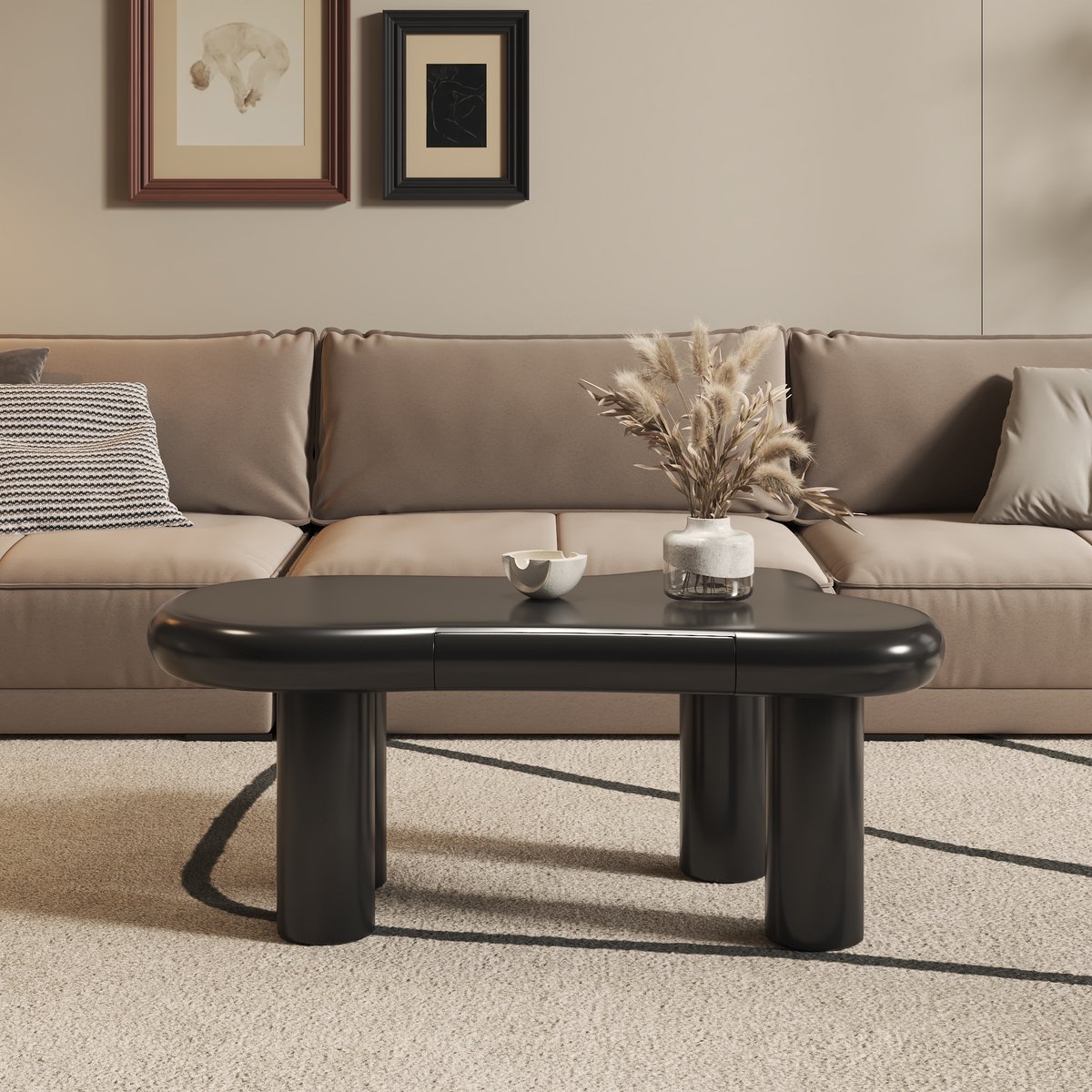 DESMIU Salontafel - Cloudvorm Met 16 Kleuren Led En Lade - Moderne Tafel Voor Woonkamer Of Slaapkamer - MDF - 98x65,5x40 Cm - Zwart