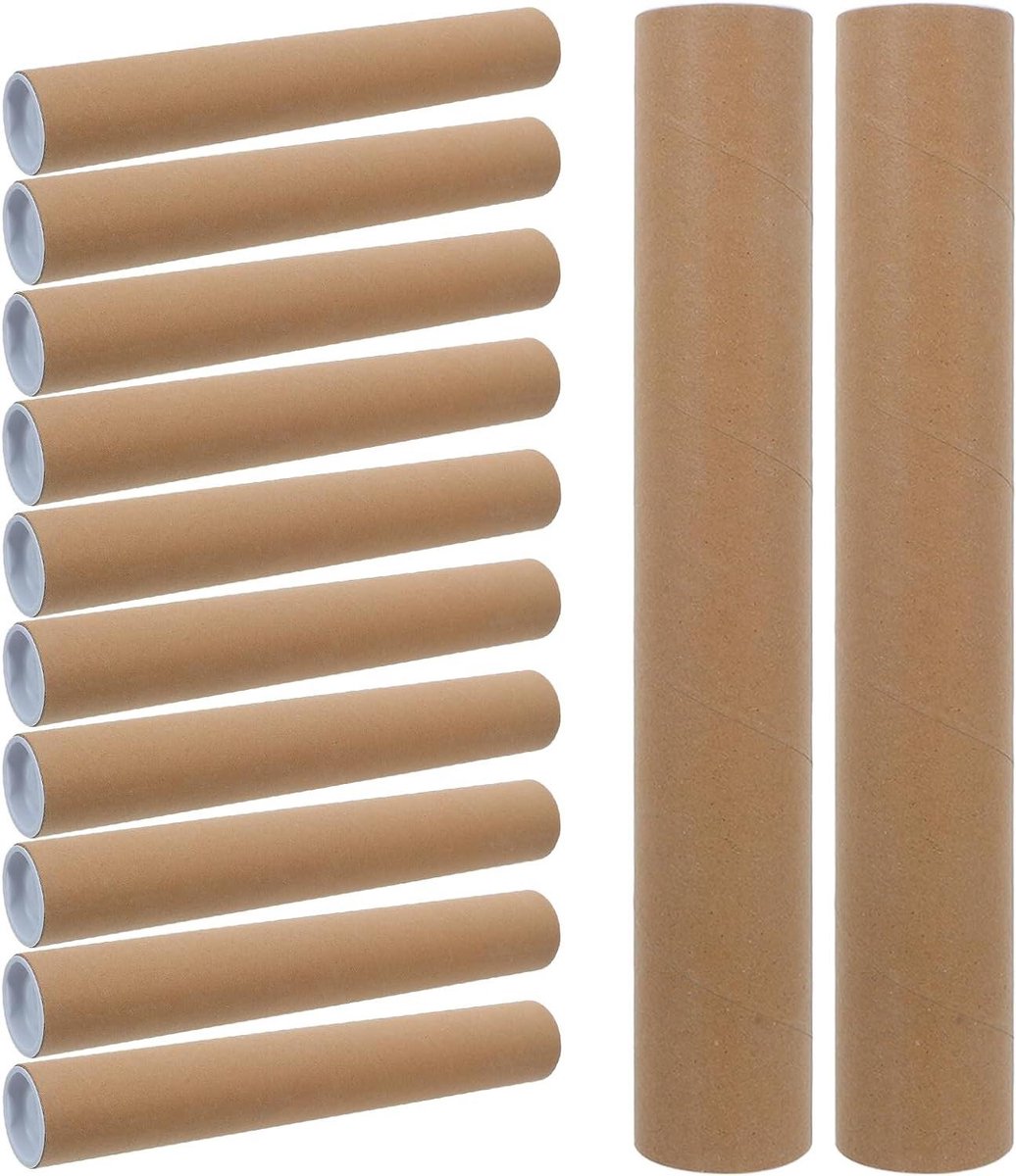Posterbuizen - Kartonnen Kokers - Kunst Opslag - Met Afsluitbare Doppen - 12 Stuks - Khaki