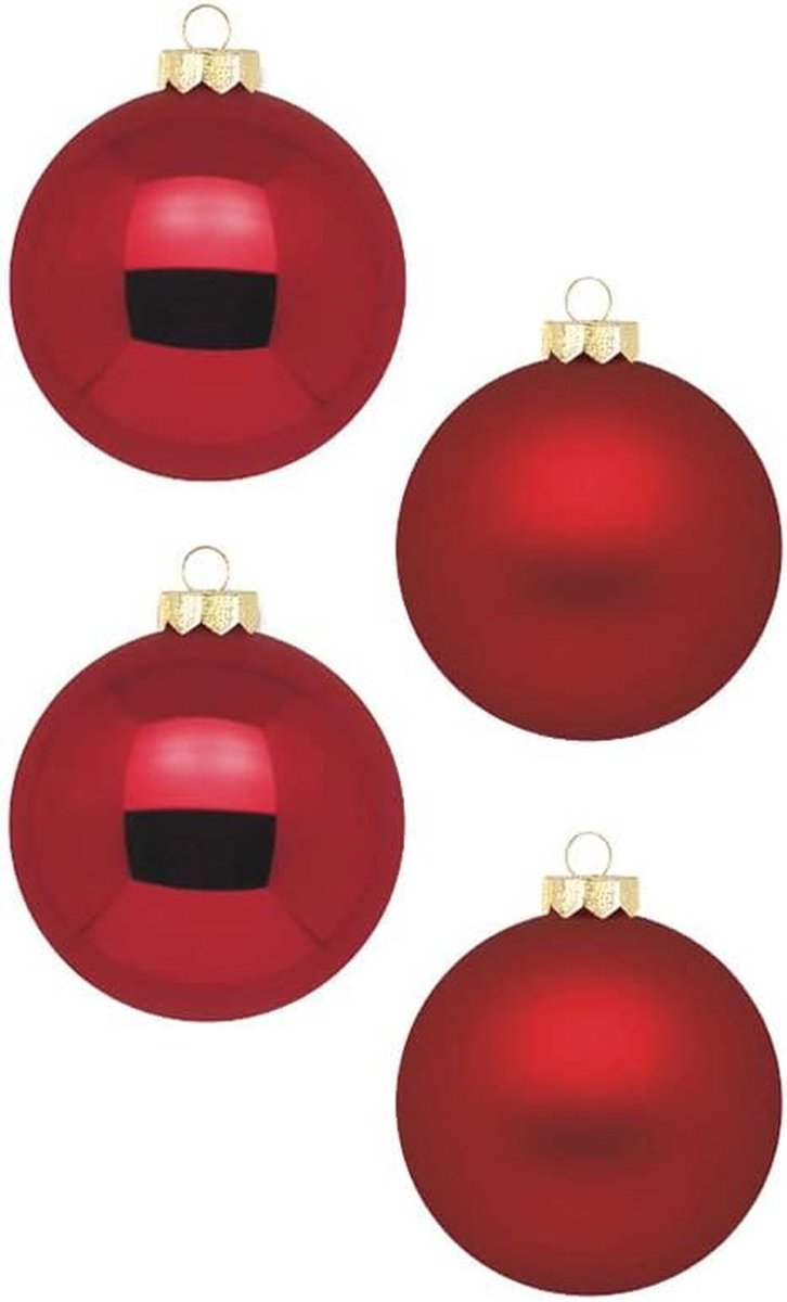 Kerstballen Glas - Decoratie Ballen - Kerstboom Versieren - Set van 12 stuks - 8 cm - Wijnrood – foto 3