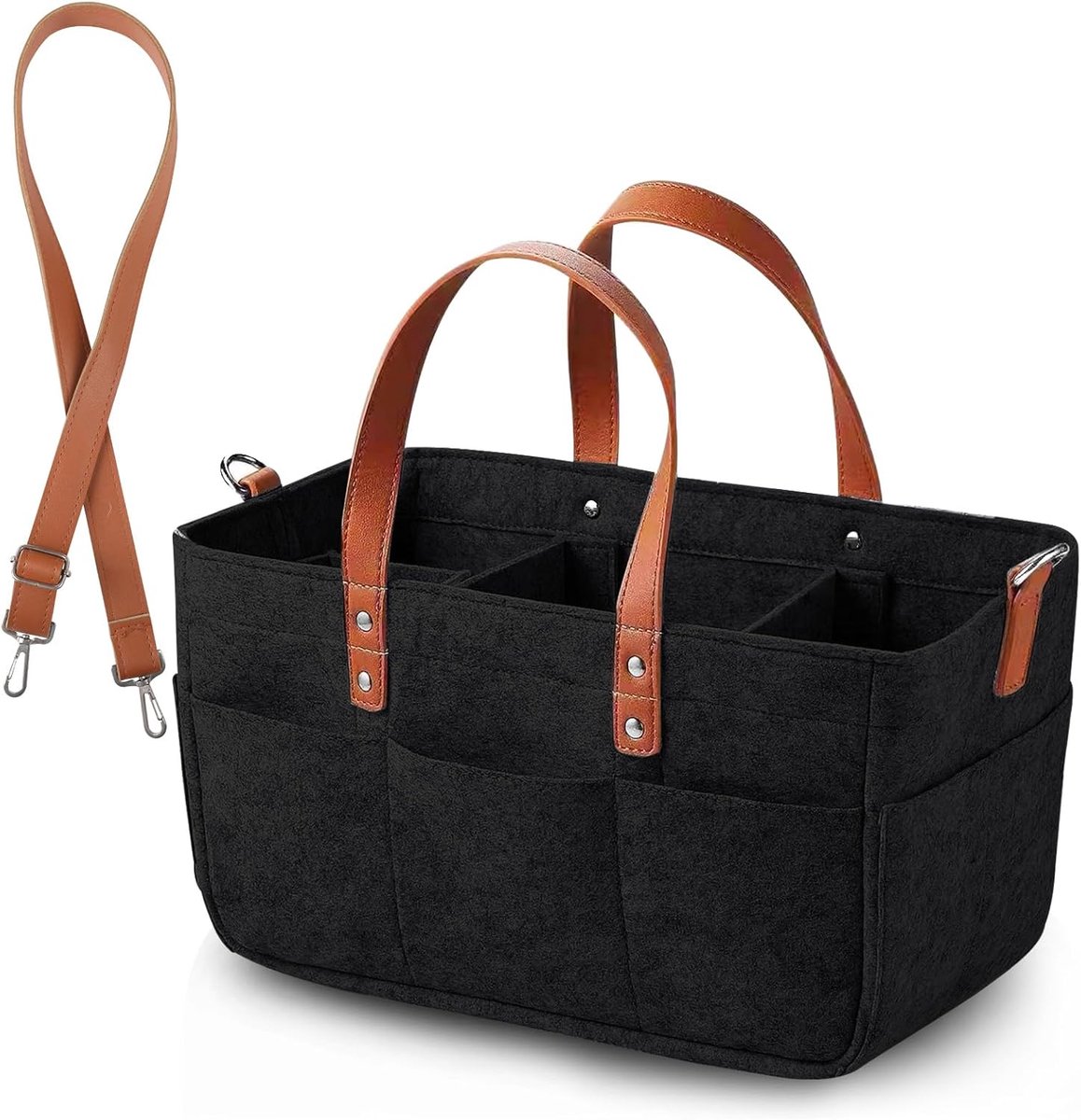 SnelShoppen - 30 Liter Vilten Boodschappentas met Vakken, Vilten Tas, Boodschappenmand, Shopper voor Outdoor Trips, Picknick, Winkelen, Opbergen, Zwar