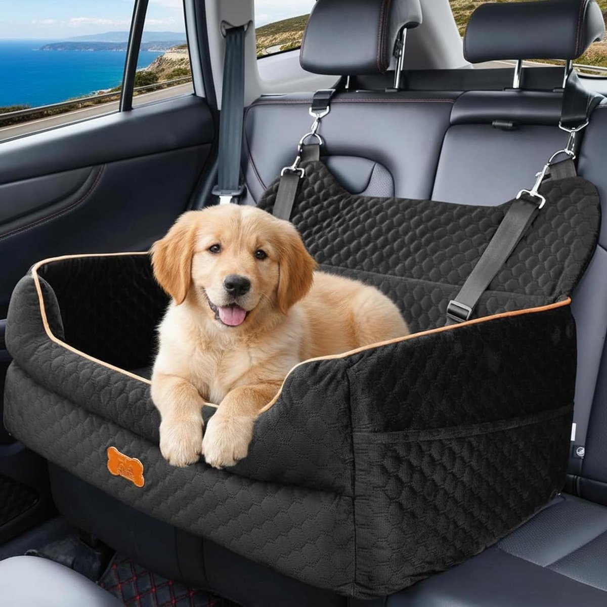 Autostoel voor Honden - Reisstoel Hond - Veilig Reizen - Extra Stabiel - Middelgrote Honden - Zwart