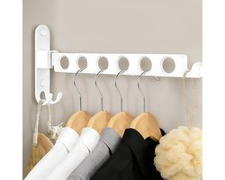 TINIFO Kledinghaak, inklapbaar, voor wandmontage, van aluminium, ruimtebesparende kledingventilator voor balkon - ShopVlot