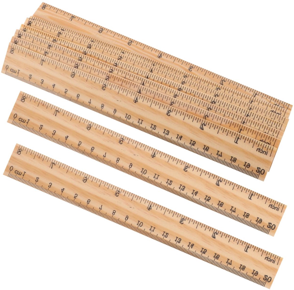 SnelShoppen - 30 Stuks Houten Linealen 20cm Recht Lineaal met Dubbele Schaal als Trainingshulp en Meetinstrument voor School en Kantoor