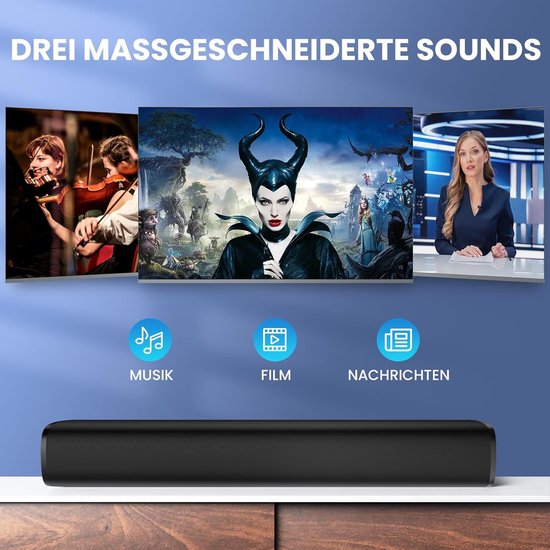 SnelShoppen - Soundbar voor TV met 56 W Luidspreker, Bluetooth 5.3, ARC, Optische Aansluiting, AUX-ingangen - Compacte Wandmontage Thuisbioscoop Surro van Snelshoppen — afbeelding 2