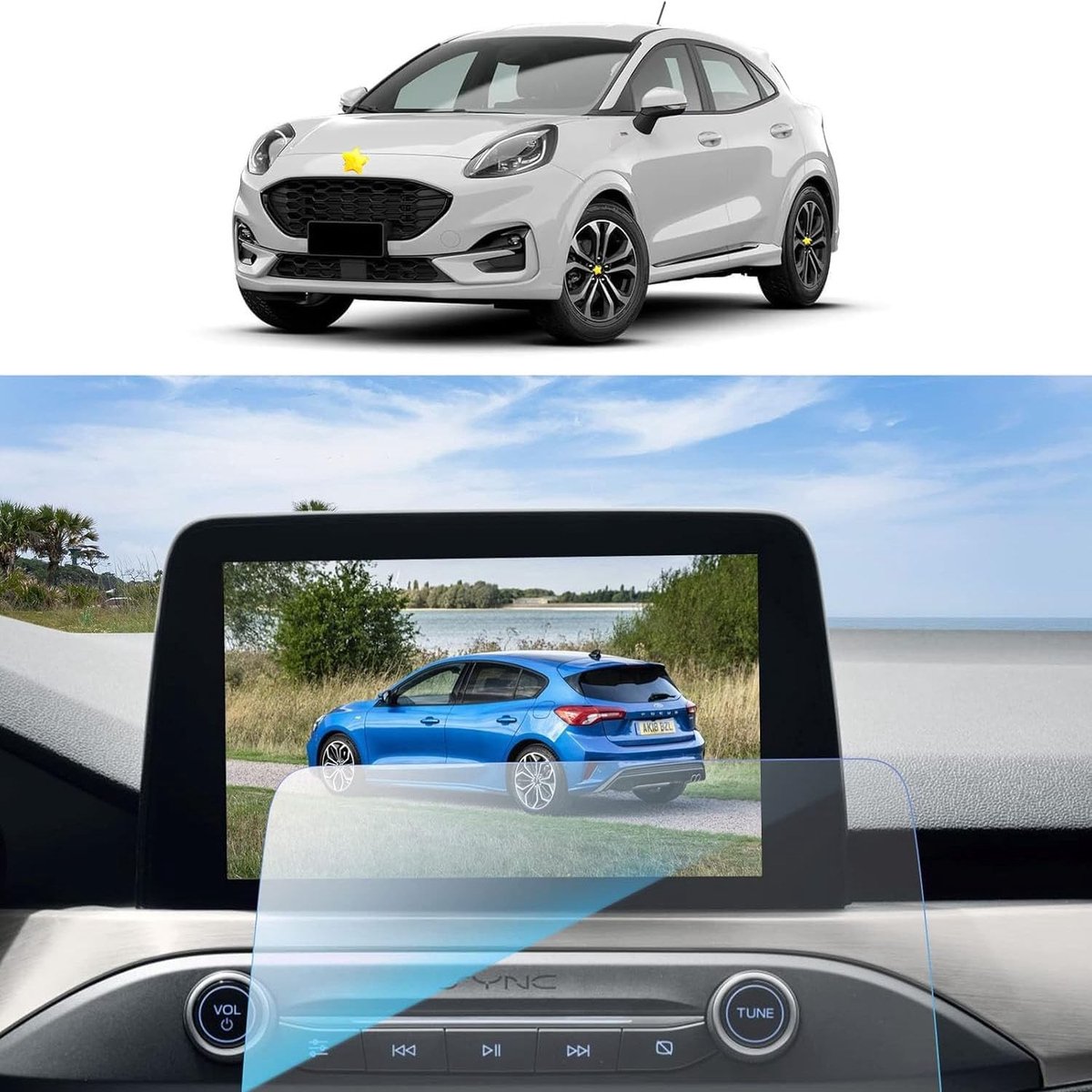 Beschermfolie voor Ford Focus, EcoSport, Kuga, Transit Custom, Fiesta en Puma - Krasbestendige Navigatiescherm Bescherming (8 Inch)