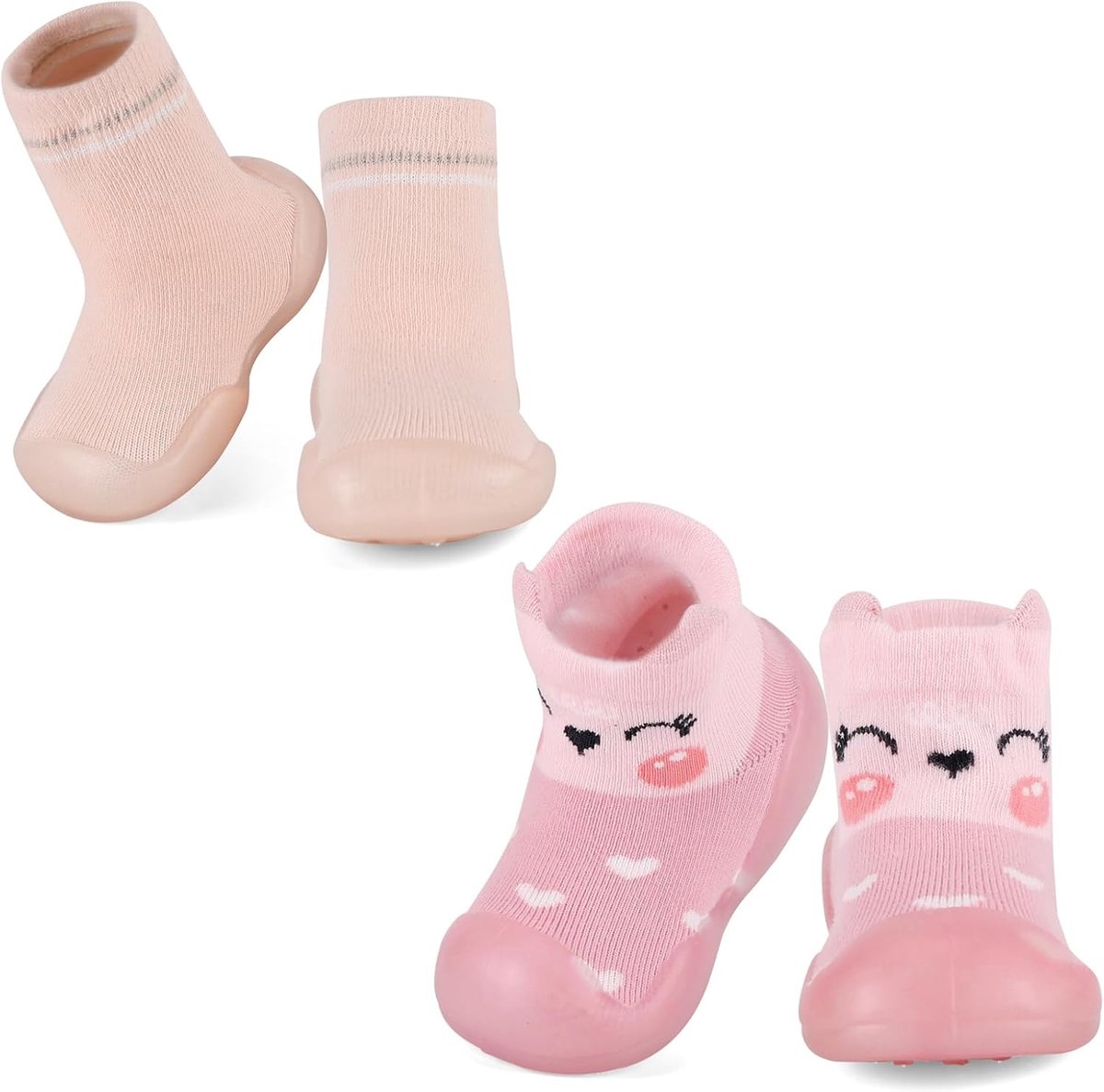 Baby schoenen 6-12 maanden - roze sokschoenen - antislip rubberen zool - comfortabel voor eerste stapjes - ShopVlot