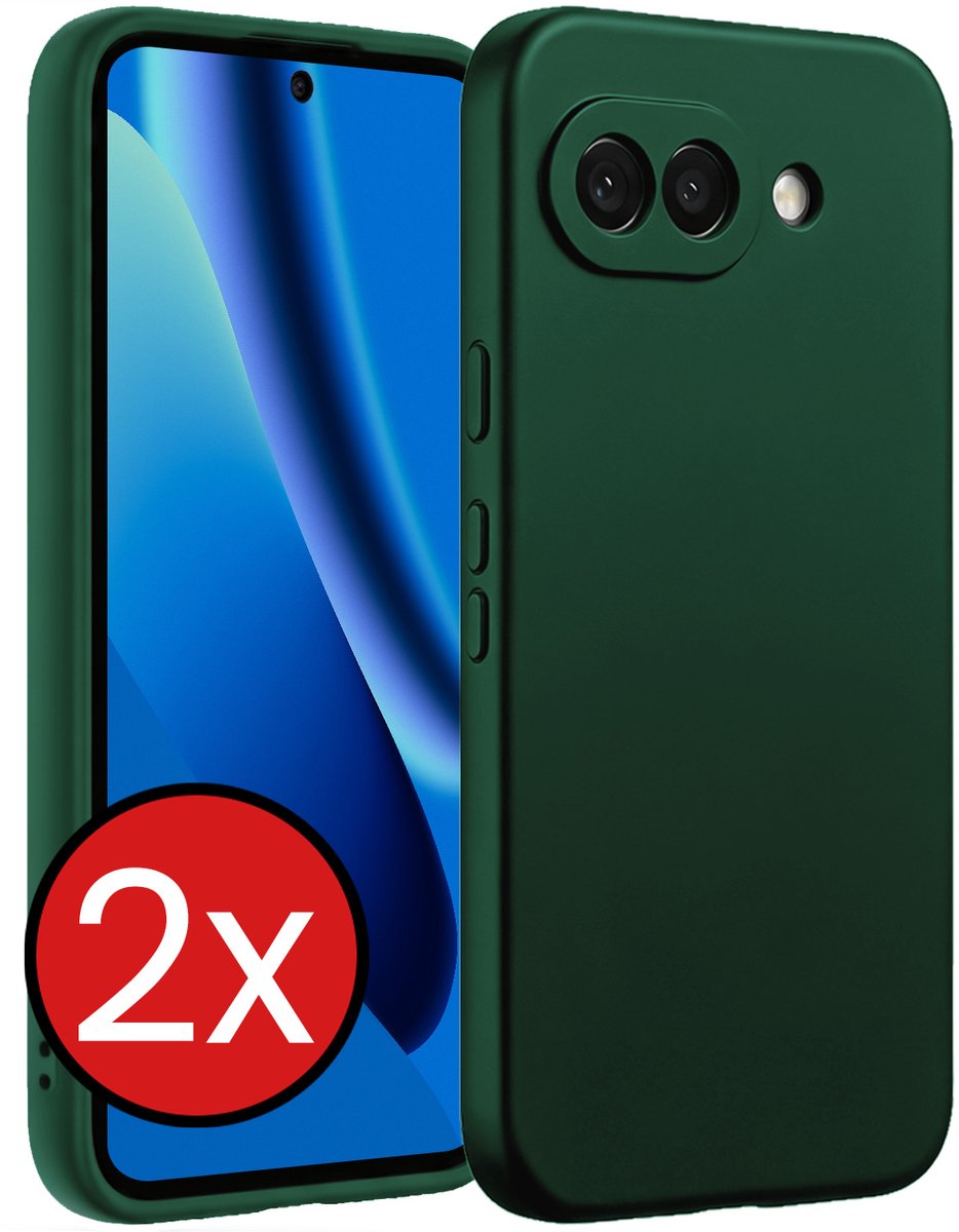 Hoesje - 2 Stuks - Geschikt voor Google Pixel 10a - Sterk & Shockproof - Telefoonhoes - Back Cover - Case Siliconen - Telefoon Hoes - Donkergroen