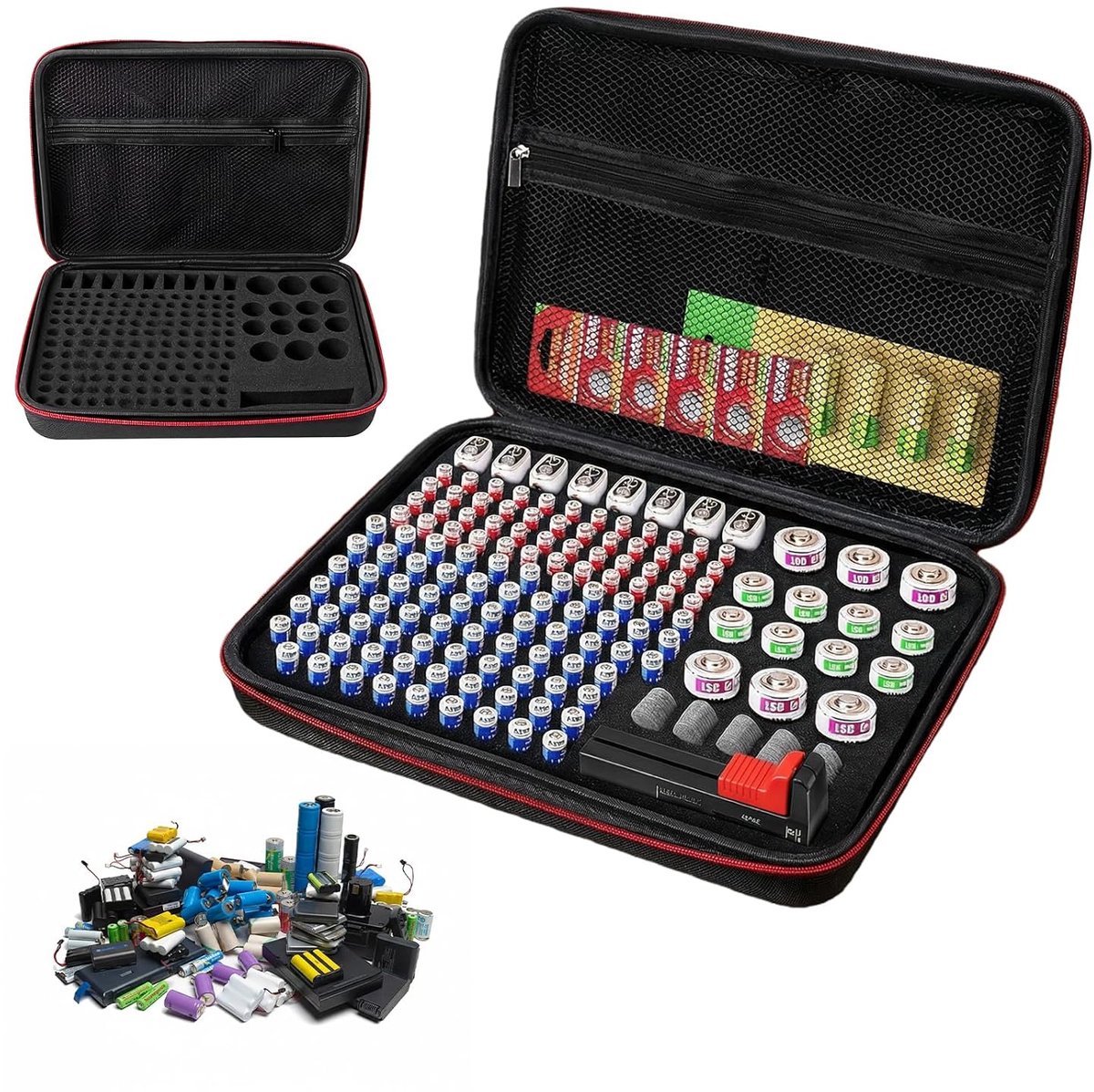 Batterijdoos batterijopbergdoos – batterij organizer box voor AA AAA C D 9V & knoopcellen, batterijbox met BT-168 tester, alleen doos