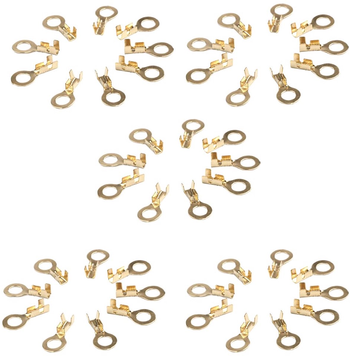 100 stuks ringterminal, messing draadklemmen connector elektrische kabelschoenen klemmen voor auto, automatische apparatuur en batterijen - M5 (5,2 mm)