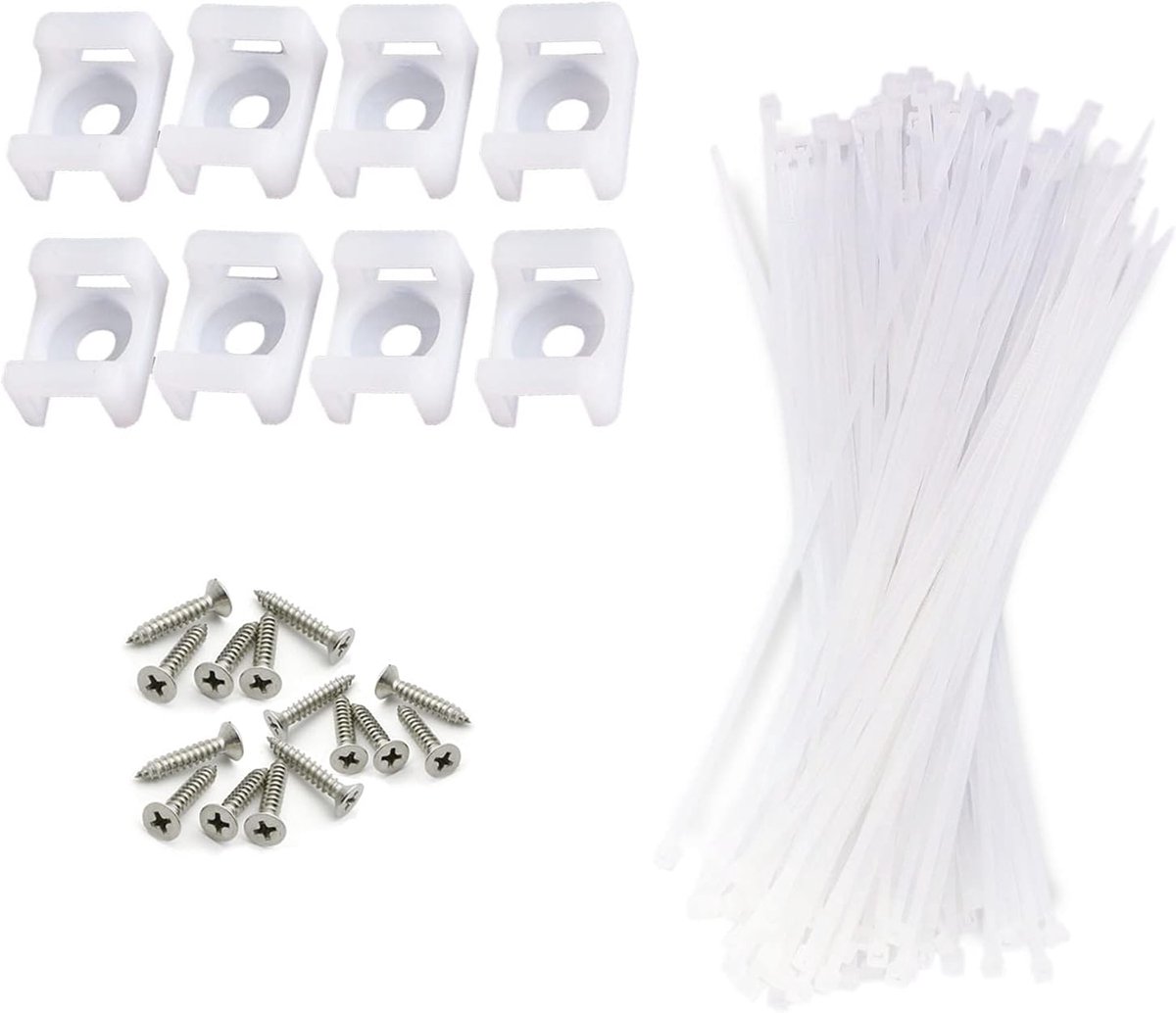 100 stuks kabelbinder zadeltype bevestiging met schroef, 100 stuks 6 inch kabelbinders, hoge sterkte, zwarte kabel met ritssluiting voor draadbeheer, elektronische snoerorganisatorclip (klein