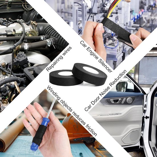 Isolatietape, zwart, 4 rollen (19 mm x 15 m), industrieel plakband, robuust en zelfklevend, ideaal voor doe-het-zelvers, elektriciteit, auto-industrie — afbeelding 5