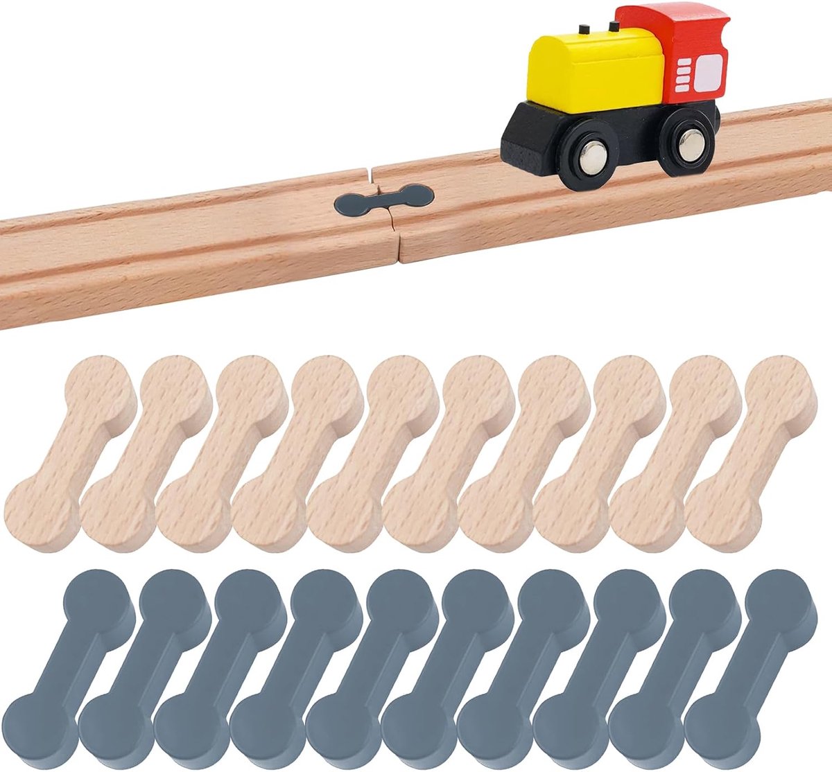 Treinrails Speelgoed Treinverbinding, houten spoorbaanconnector, compatibel met Brio, houten rails, hondenbotten