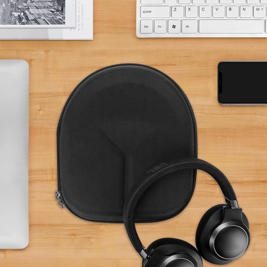 Shield koptelefoonhoes compatibel met JBL TUNE 770NC/760NC/750NC/720BT, Live 770NC - Vervangende harde schaal reisetui met kabelopslag (Zwart) — afbeelding 4