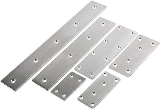 2 Stks Platte Jointing Plaat Rechte Brace Beugels 3mm Dikte Rvs Ondersteuning Platte Beugel Herstellen Platen Connector Hoek Brace voor Repareren en Bevestigen Meubels 45x205mm — afbeelding 3