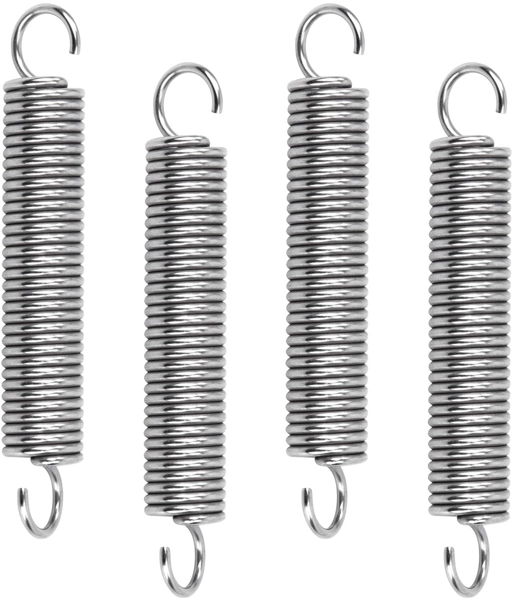 Verlengveren, 75 mm, trekveren met haken, 90 graden, roestvrijstalen veer, buitendiameter 12 mm, draaddiameter 1,6 mm, dikte 6,4 kg, 4 stuks