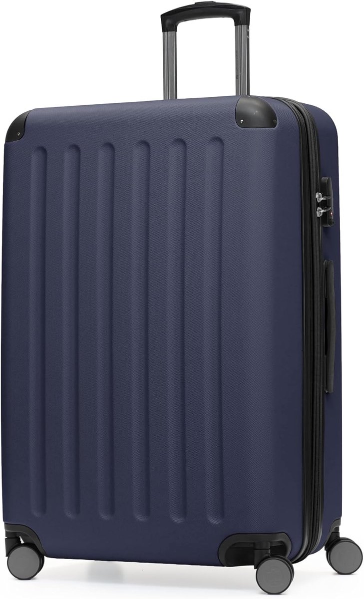 - Spree - harde koffer met 4 dubbele wielen, trolleykoffer, uitbreidbare reiskoffer, 75 cm, 119 liter, Donkerblauw