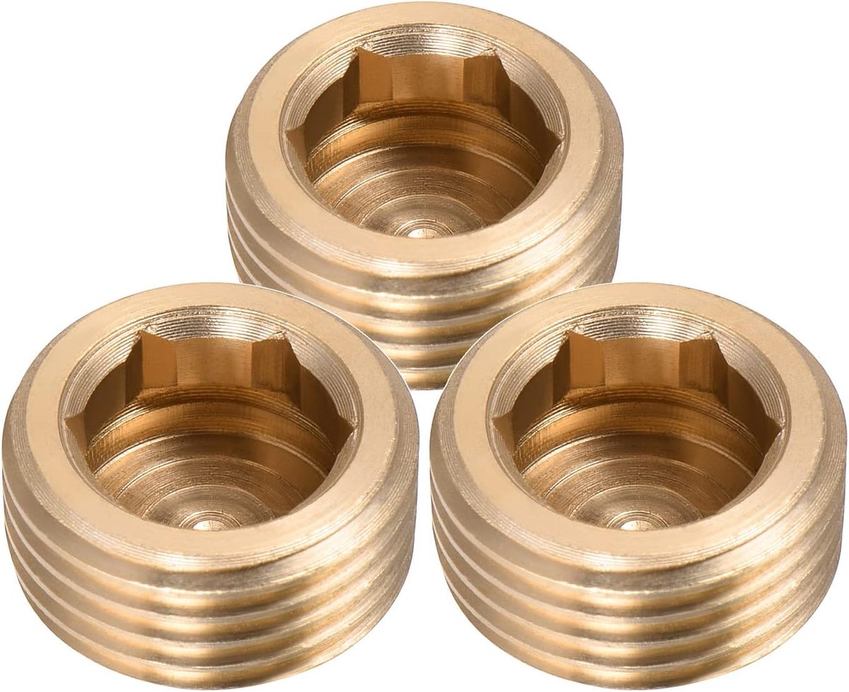 1/2 inch G buitendraad messing buisschroefverbindingen x 3 stuks zeskant contrastekker adapter connector koppeling voor industrie, goud