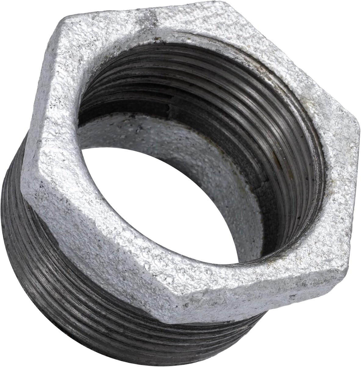 - C64936 - Verloopstuk mannelijk / vrouwelijk 1 1/2 inch x 1 1 1/4" verzinkt - van gietijzer - buisschroefverbinding met binnendraad en aanslag voor het vastschroeven -nippel sanitaire installatiemof