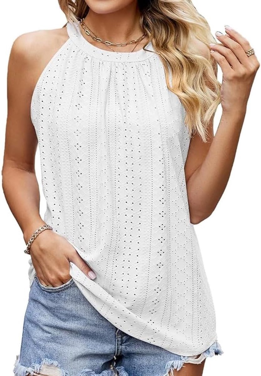 Tank Tops voor Vrouwen Sexy Halter Hals Tops Mouwloos Los Hemdje Tops Trui Vest T-shirts Zomer Tees Tops Casual Vest Shirts Zomer Kleding