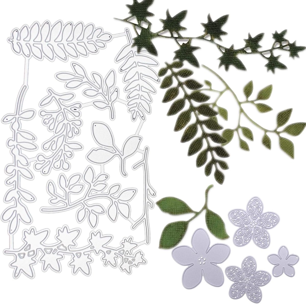 Stanssjabloon, bladeren, bloemen, vormen, scrapbooking, reliëfsjablonen, metaal, 3D-bladeren, planten, snijden, sjabloon voor papier, doe-het-zelf handwerk, kaarten, tekensjablonen