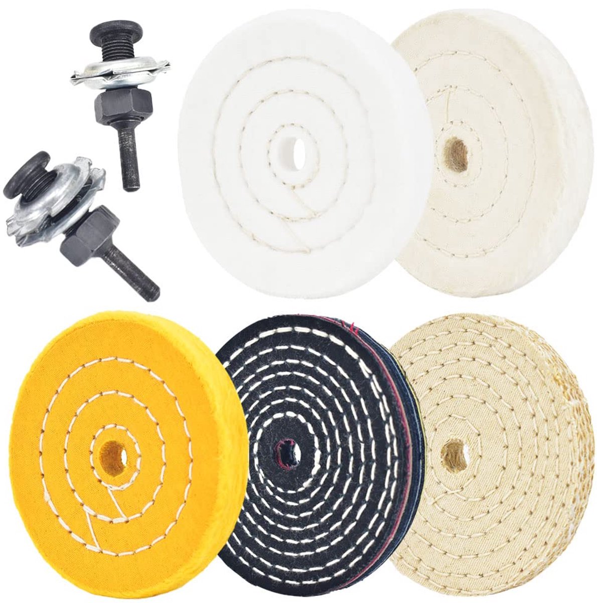 4" 100mm polijstschijven met 1/2" 12,7mm middelgat met 2 setjes 1/4" schacht voor boren - 5-delig pak polijstschijf zwabbelschijf
