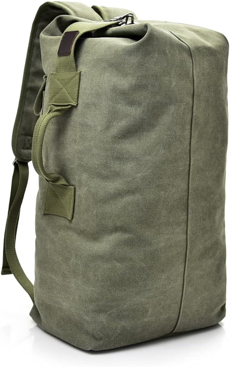Klimtas met grote capaciteit Tactical Military Seesbag Top Load Canvas rugzak met dubbele riem