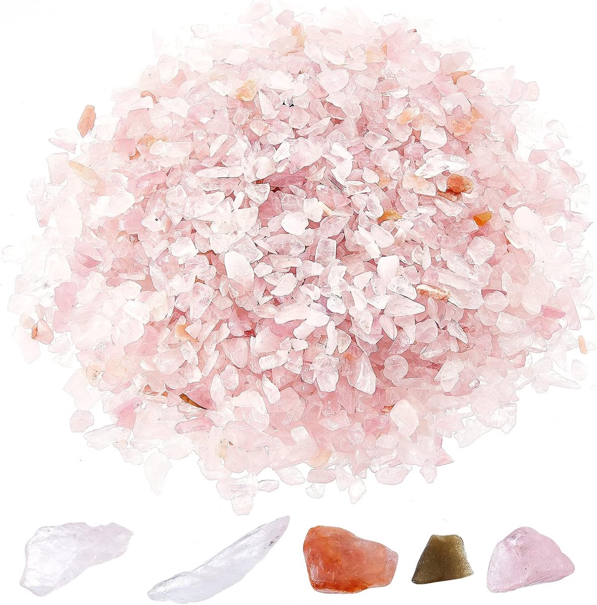 1 Doos 100g Natuurlijke Rozenkwarts Chip Kralen Geen Gat Kristal Kiezels Bulk Onregelmatige Vormige Quartz Rock Healing Crystal Natuurlijke Mini Stenen 2-8mm Genezing Indoor Decoratieve DIY