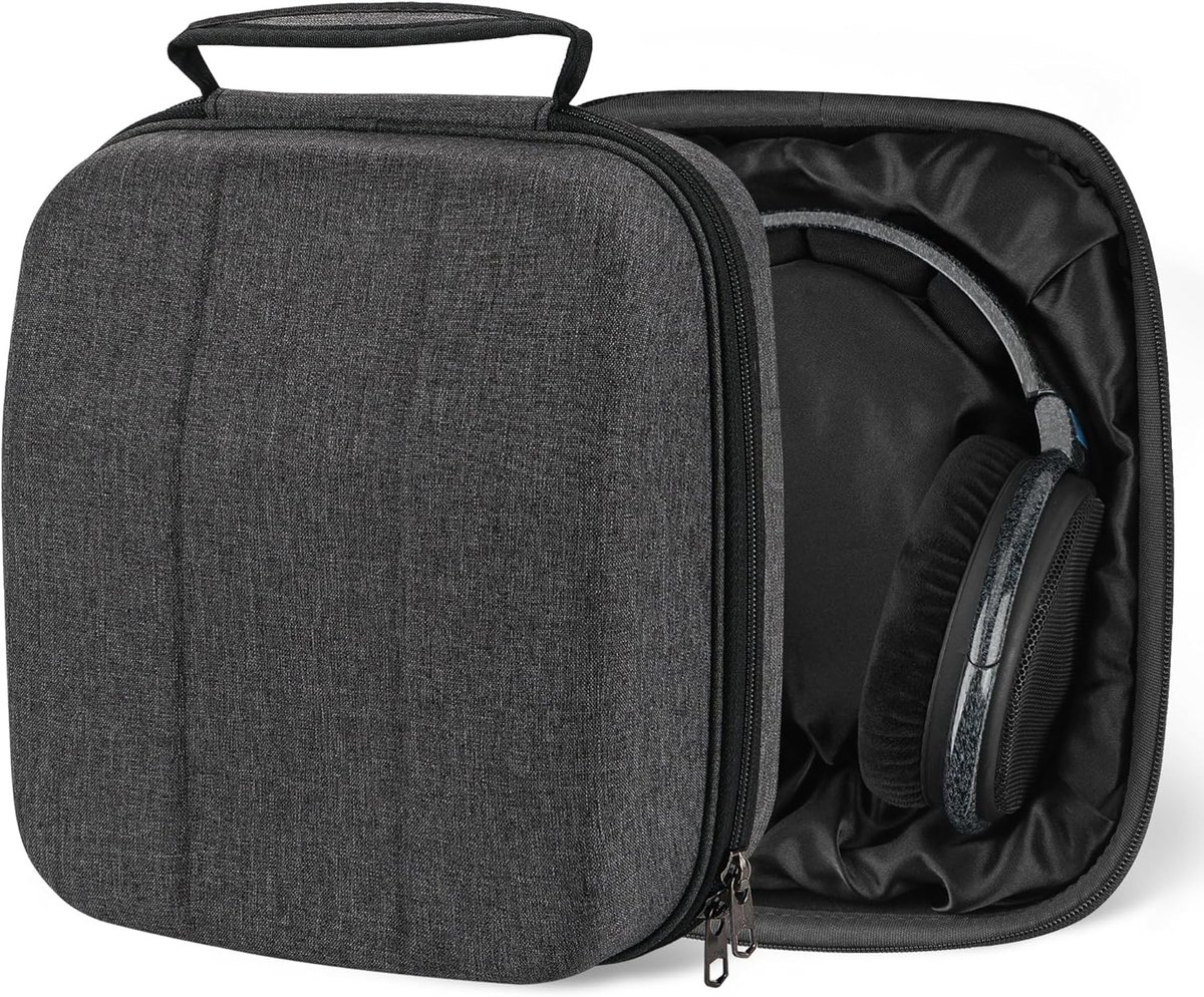 Shield Case voor grote over-ear koptelefoons, compatibel met Sennheiser HD 660s, HD 599 SE, vervangende beschermende harde-schaal reistas met kabelopslag (donkergrijs)