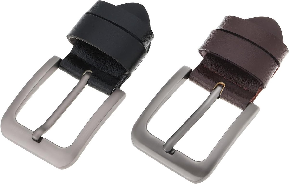 2 STKS Riem Pin Gesp Legering Heavy Duty Mannen Riem Gesp Rechthoek Strap Prong Gesp Geschikt voor 35-38mm Brede Causale Riemen? Zwart+Bruin?, Zwart, Bruin, 5.8x5.2cm