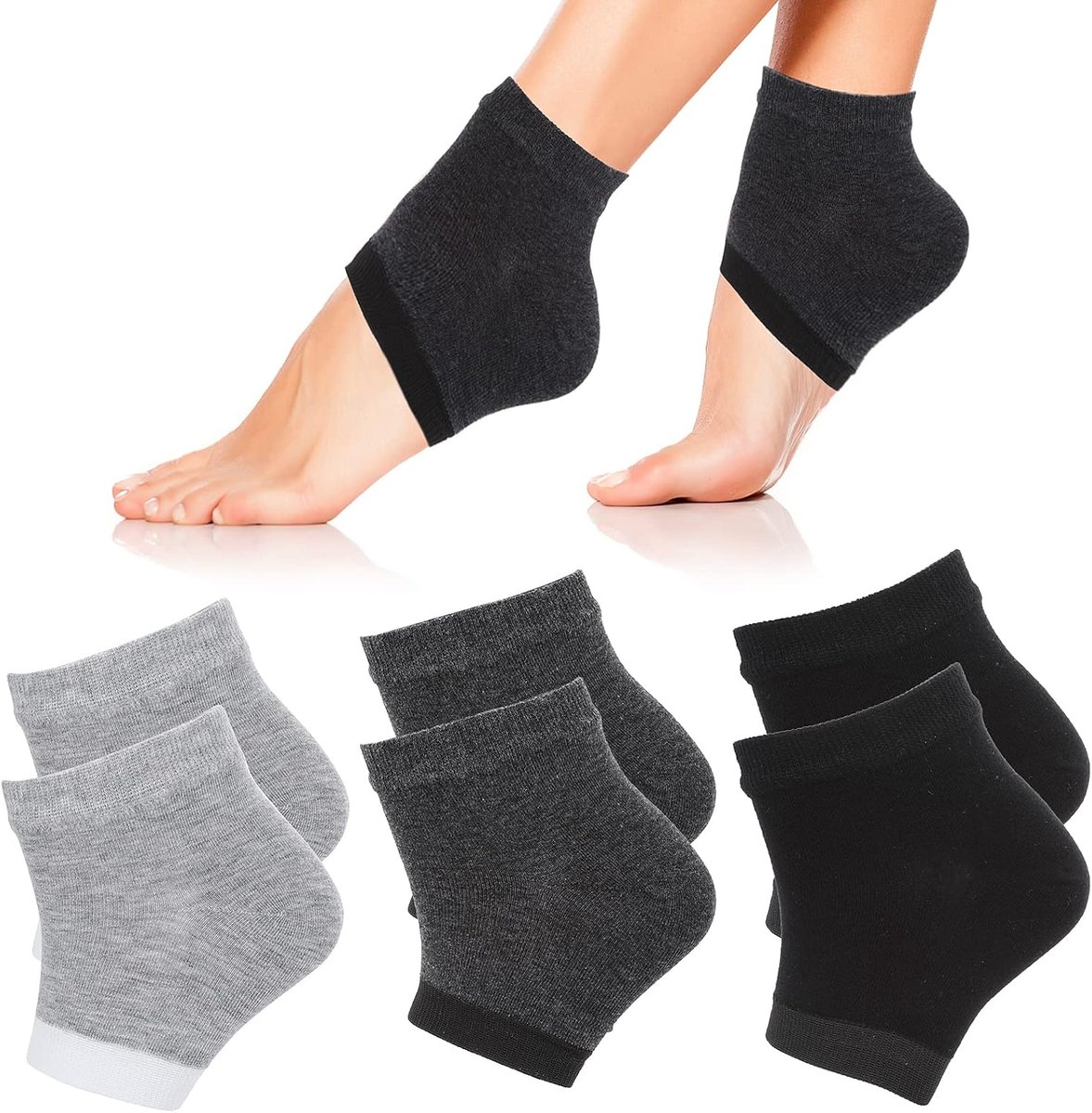 3Pairs Hydraterende Hiel Sokken Ventileer Gel Hak Open Teen Sokken Zachte Siliconen Sokken Voor Droge Harde Gebarsten Huid Ademend Herbruikbare Spa Voetbeschermer Dag Nachtverzorging Huid