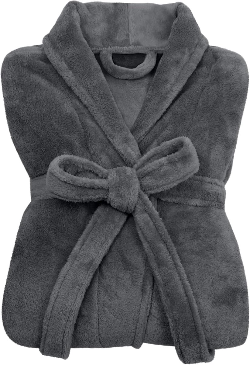 Badjassen voor heren, badjas knuffelfleece met sjaalkraag