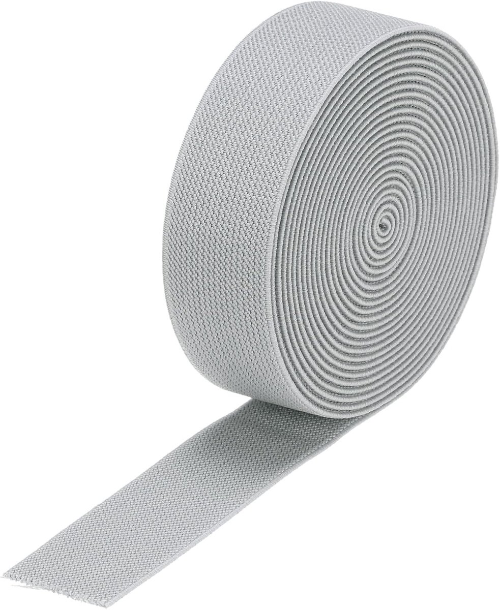 Elastische band, breed, van keperstof, dubbelzijdig, 3 cm (1,2 inch), plat, 4 yards/12 voet, elastische band, stof, spoel, spanband, duurzaam, lichtgrijs voor het naaien van riemen