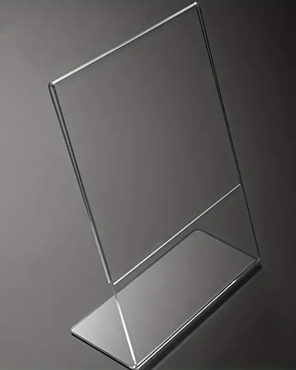 Frame van plexiglas, transparante menuhouder, tafelfotohouder, reclamestandaard voor brochures, brochures, folders, transparant, 18 x 24 cm, verticaal