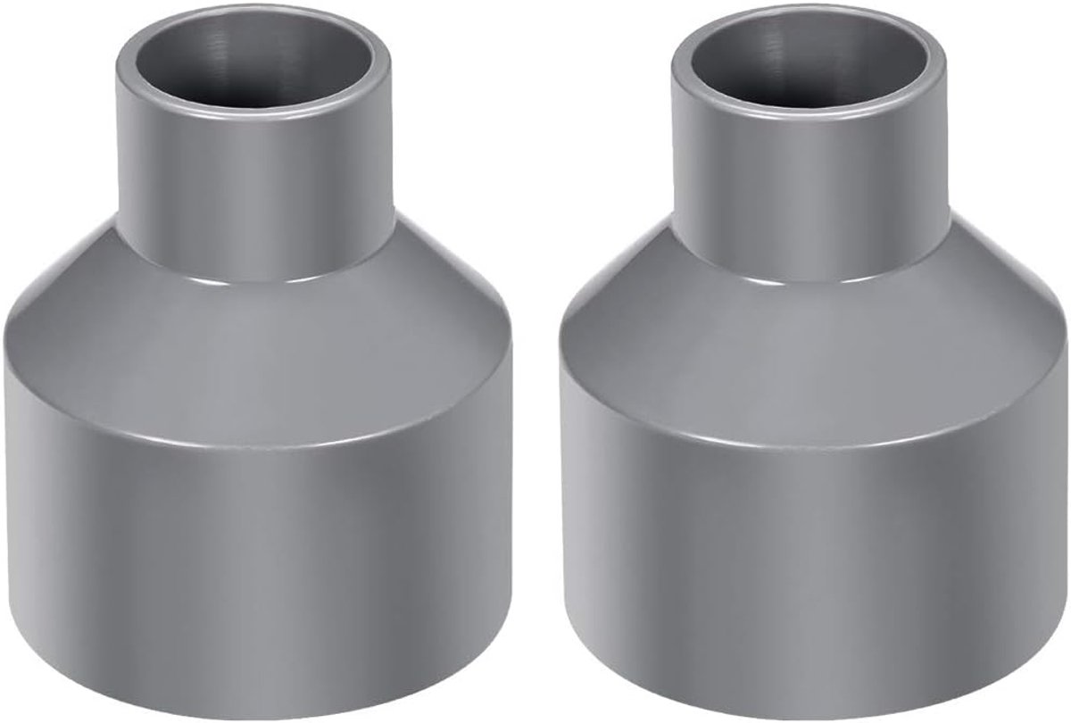 sourcing map PVC buis verbindingsstuk DWV buisschroefverbinding voor irrigatie 63 mm x 25 mm grijs 63mm x 32mm, 2Pcs