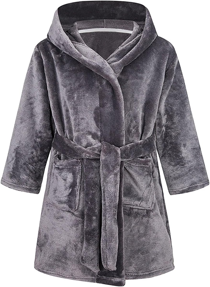 Badjas voor meisjes voor kinderen, effen kleur, badjassen, flanellen fleece badjas met capuchon voor jongens