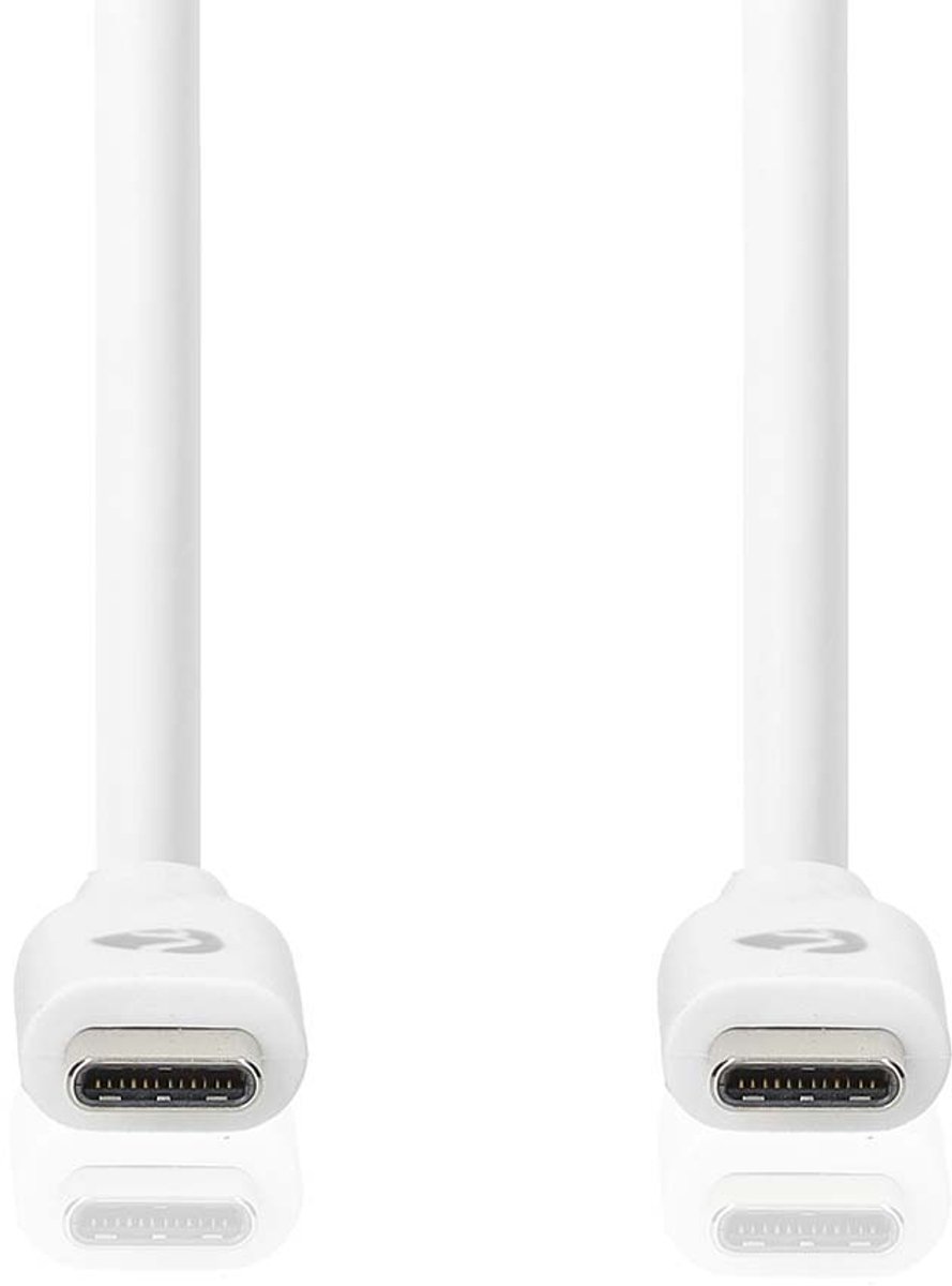 Nedis USB-Kabel - USB 3.2 Gen 1 - USB-C Male - USB-C Male - 60 W - 4K@60Hz - 5 Gbps - Vernikkeld - 1.00 m - Rond - PVC - Wit - Doos