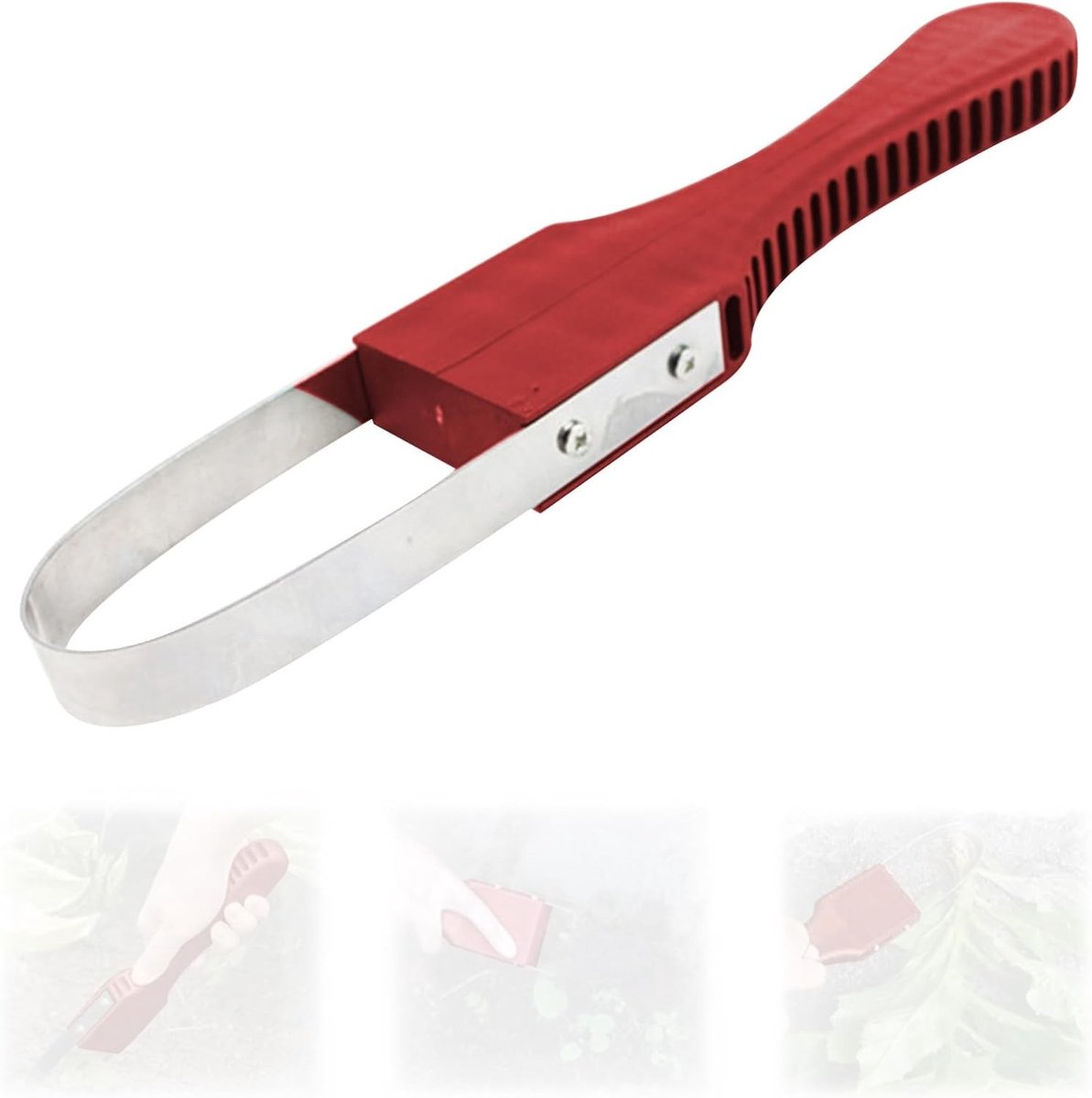 Handonkruidsteker - Rood - 32 x 22 x 2 cm - Kunststof en Roestvrij Staal - Voor Tuinliefhebbers